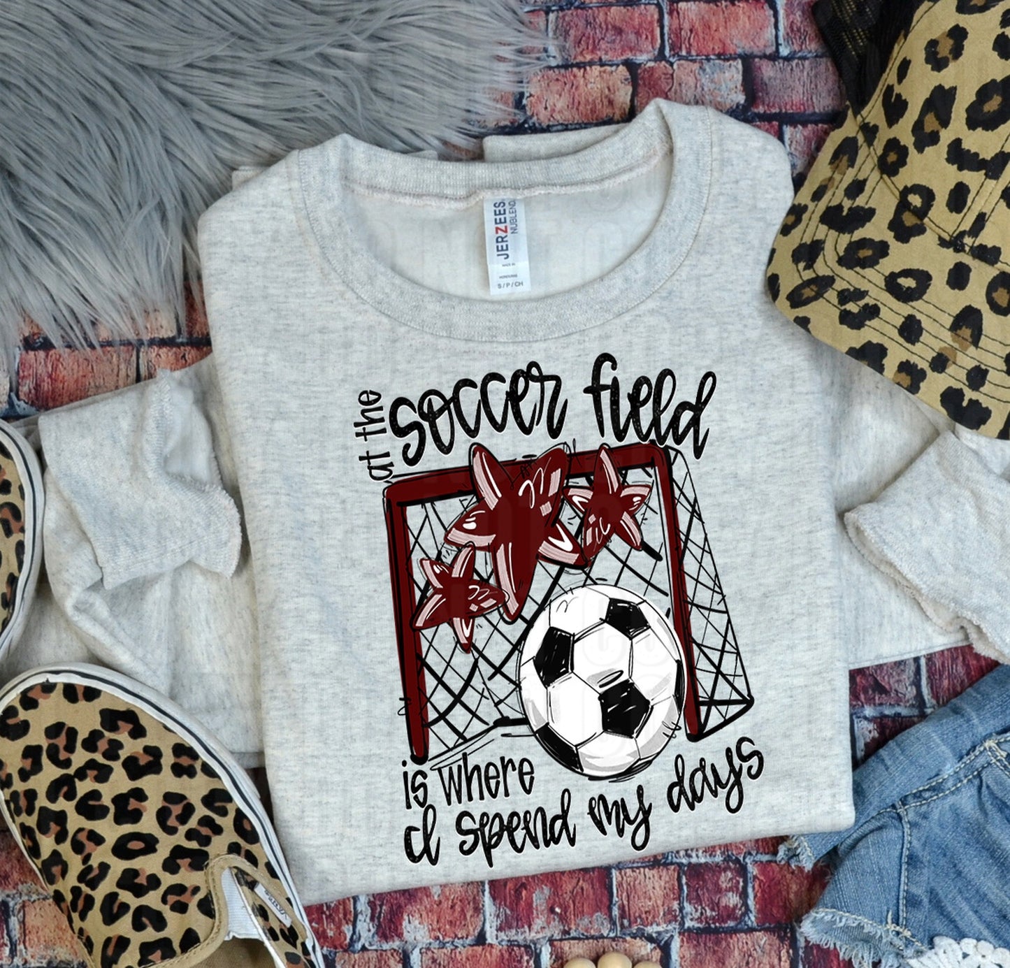 Soccer Field Maroon DTF Transfer