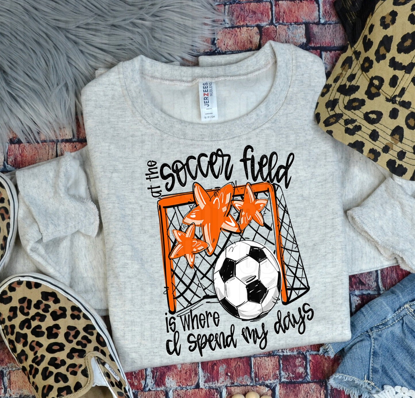 Soccer Field Orange DTF Transfer