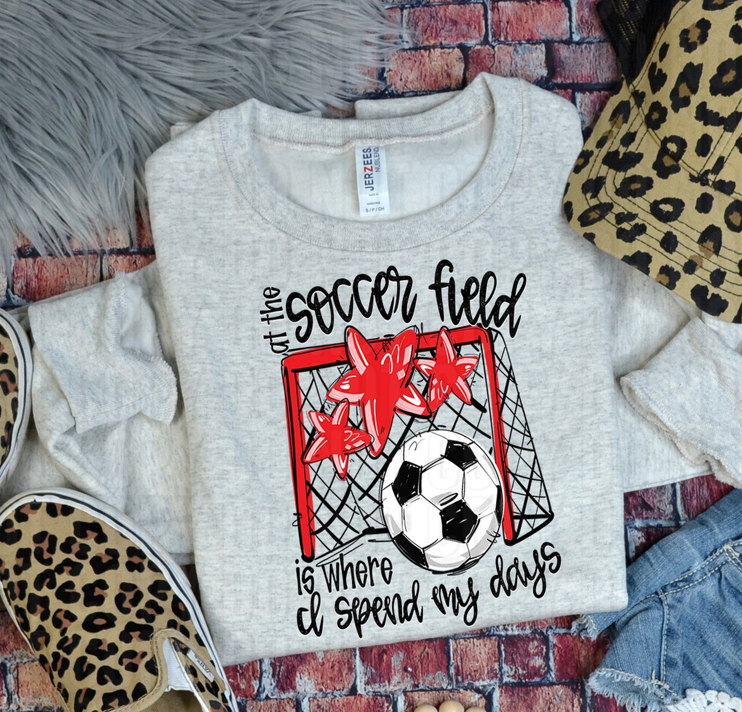 Soccer Field Red DTF Transfer