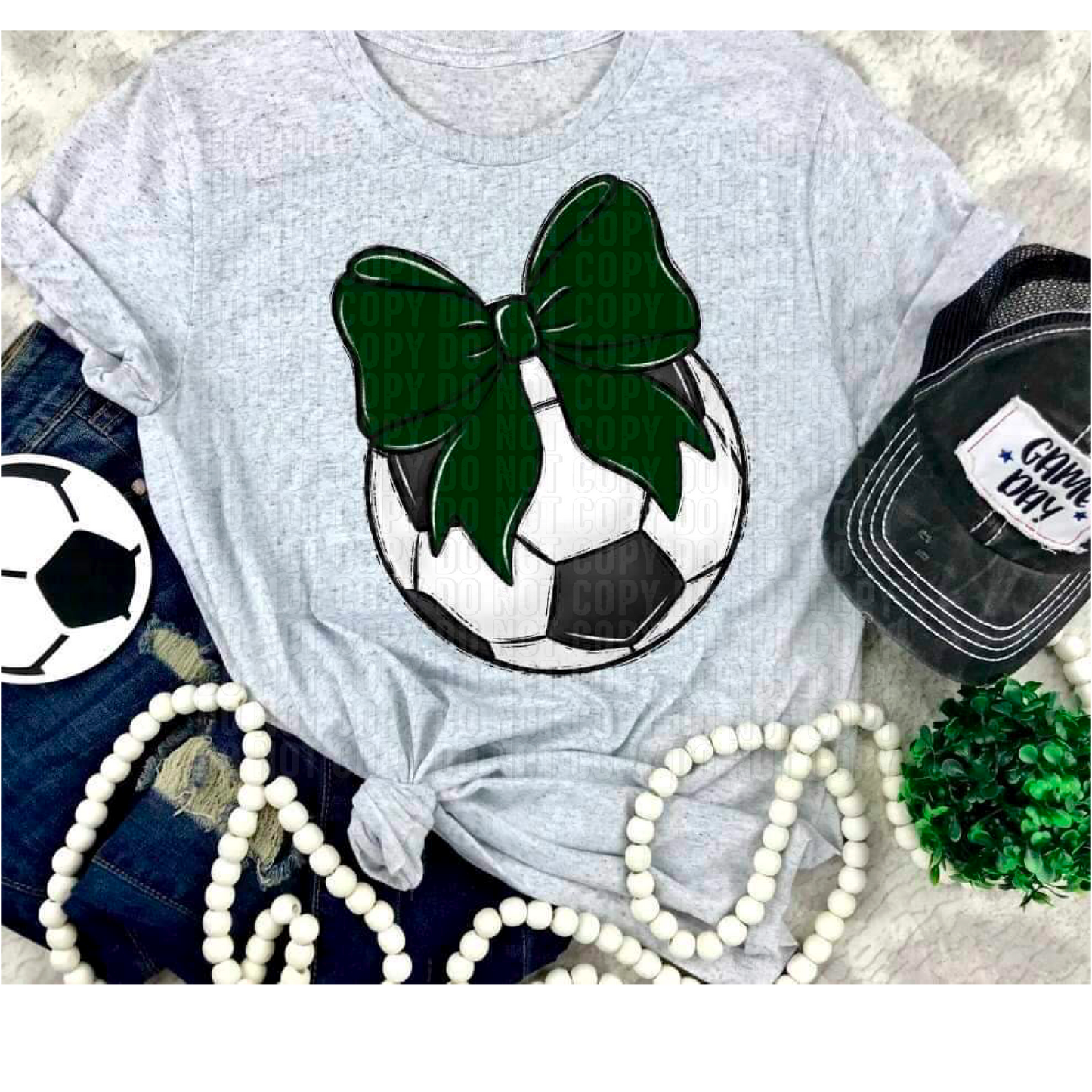 Soccer Green Bow DTF Transfer