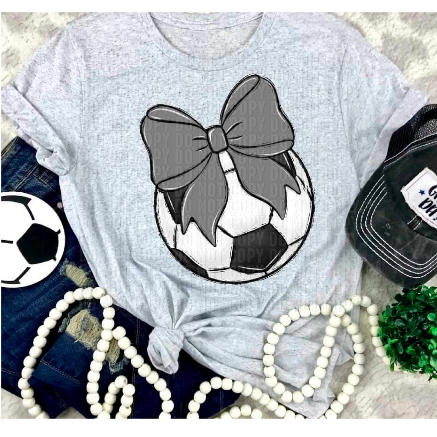 Soccer Grey Bow DTF Transfer