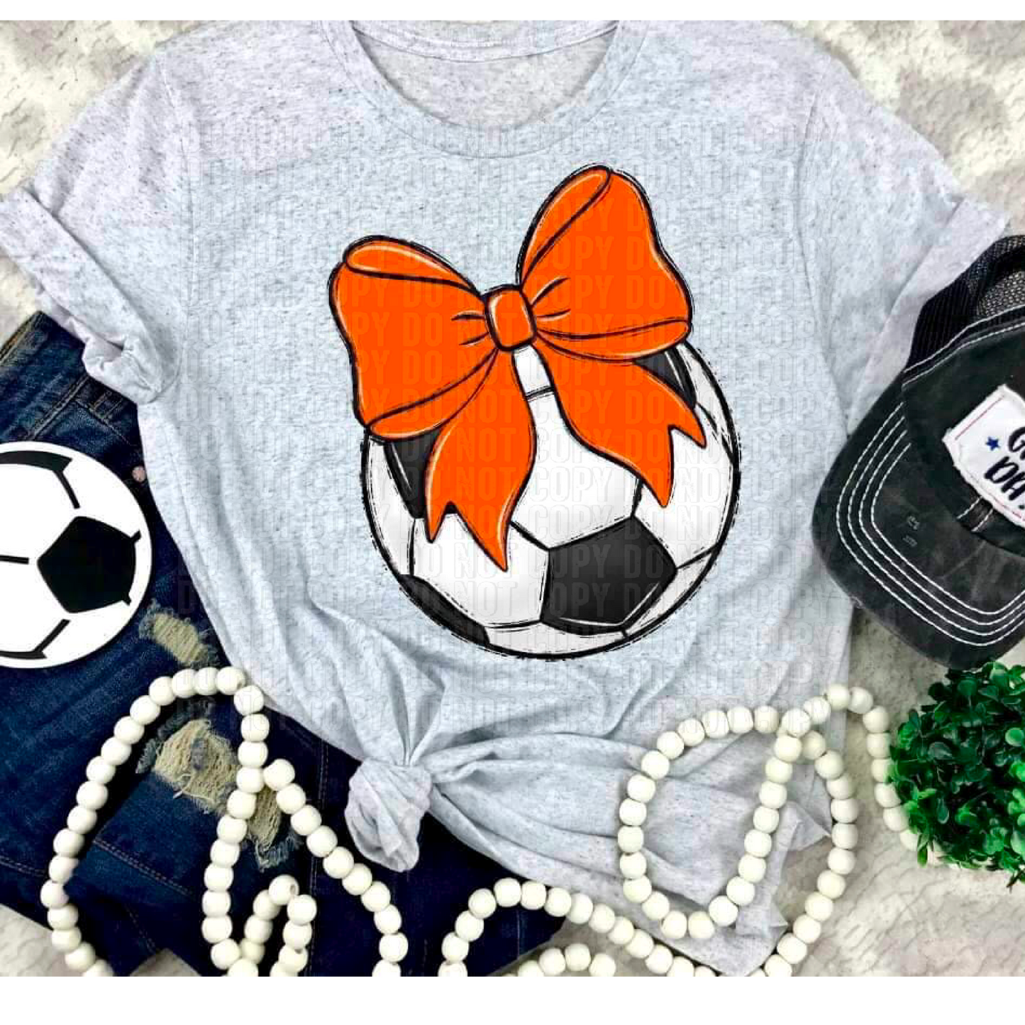 Soccer Orange Bow DTF Transfer