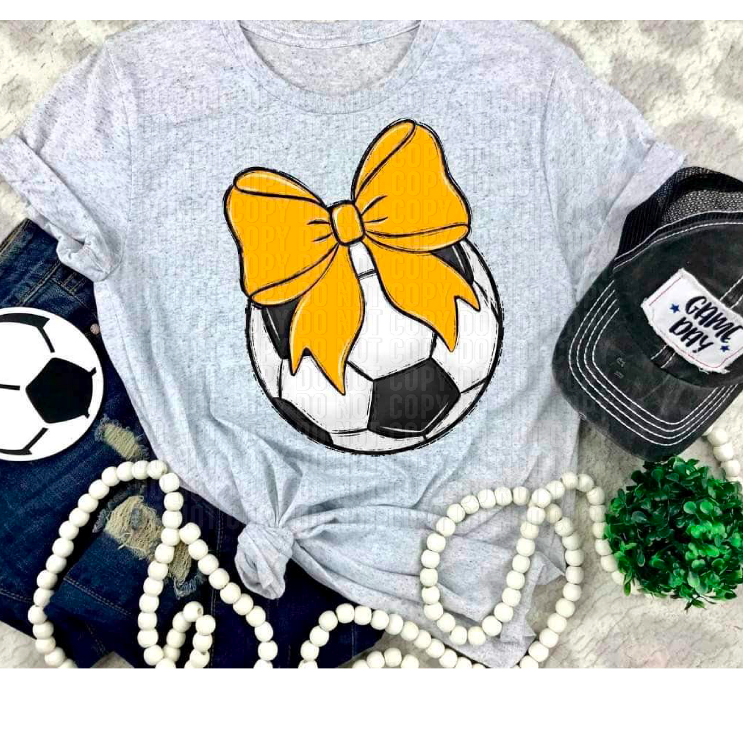 Soccer Yellow Bow DTF Transfer