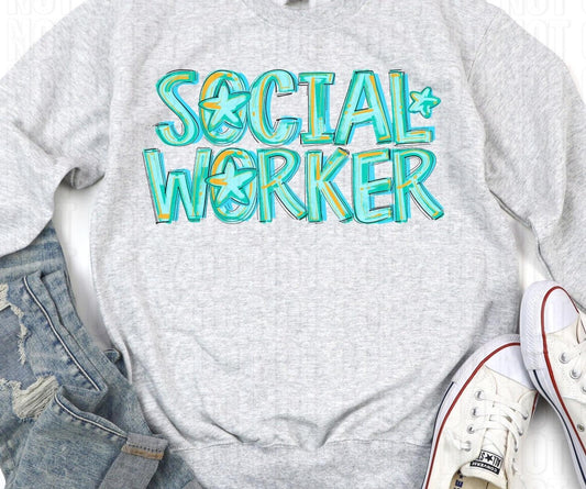 Social Worker Blue Lagoon DTF Transfer