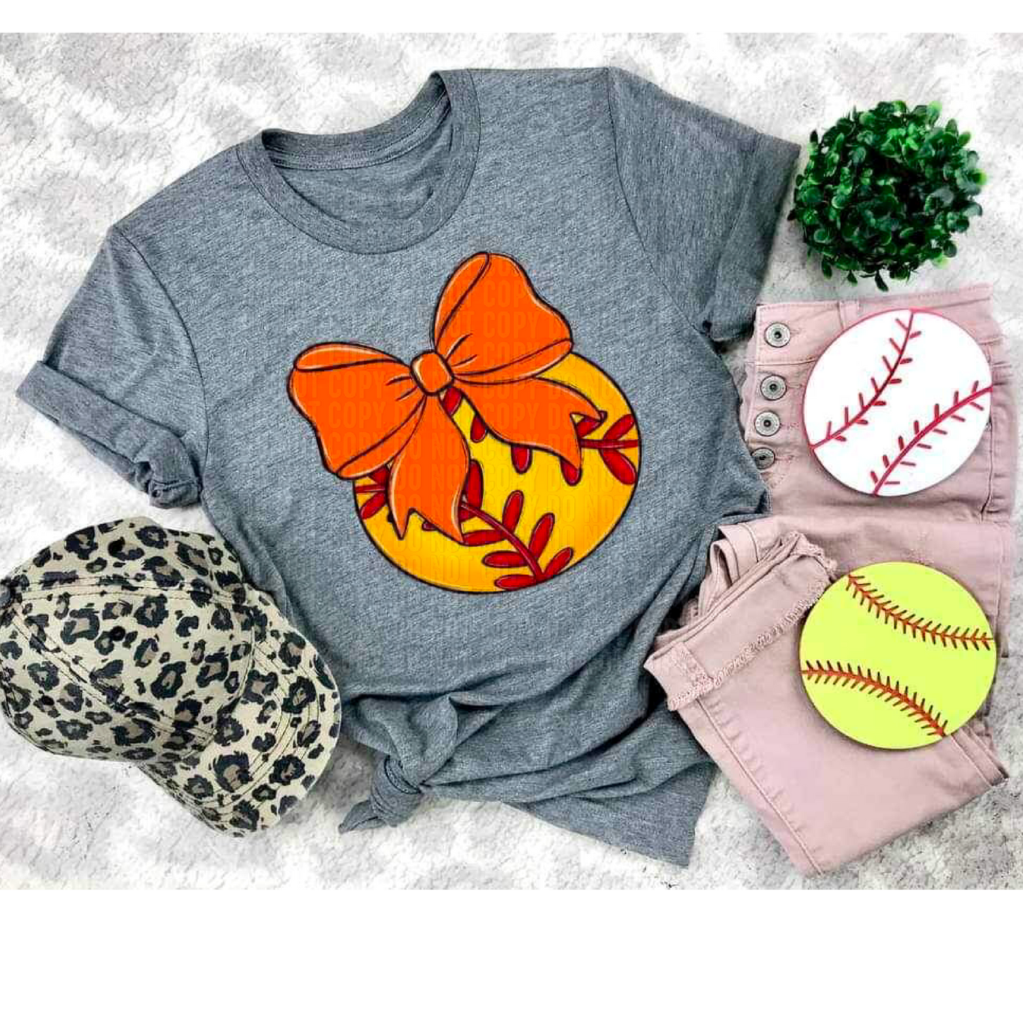 Softball Orange Bow DTF Transfer