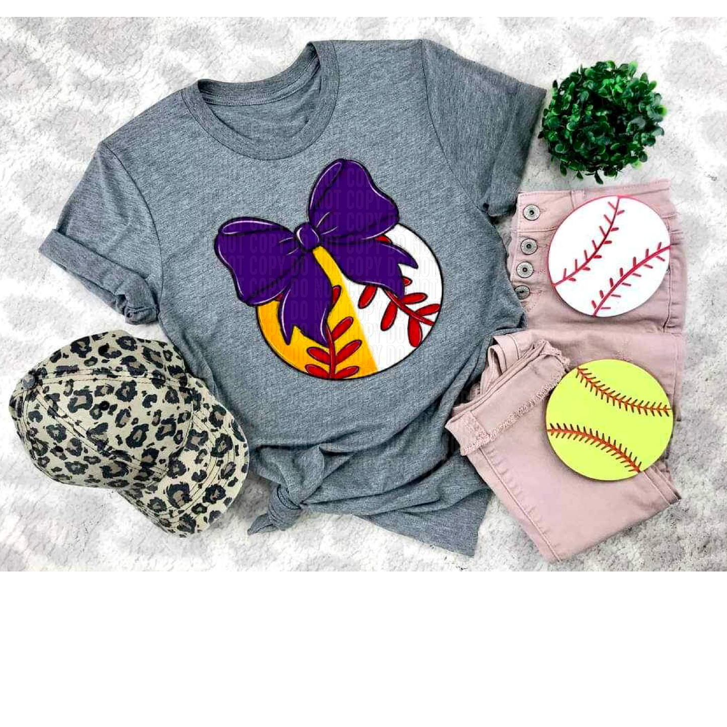 Softball/Baseball Purple Bow DTF Transfer