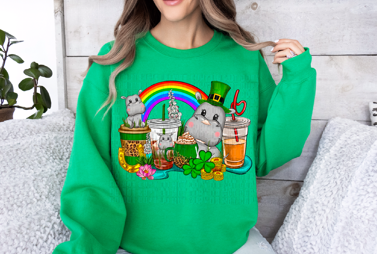 St Patrick's Day Hippos DTF Transfer