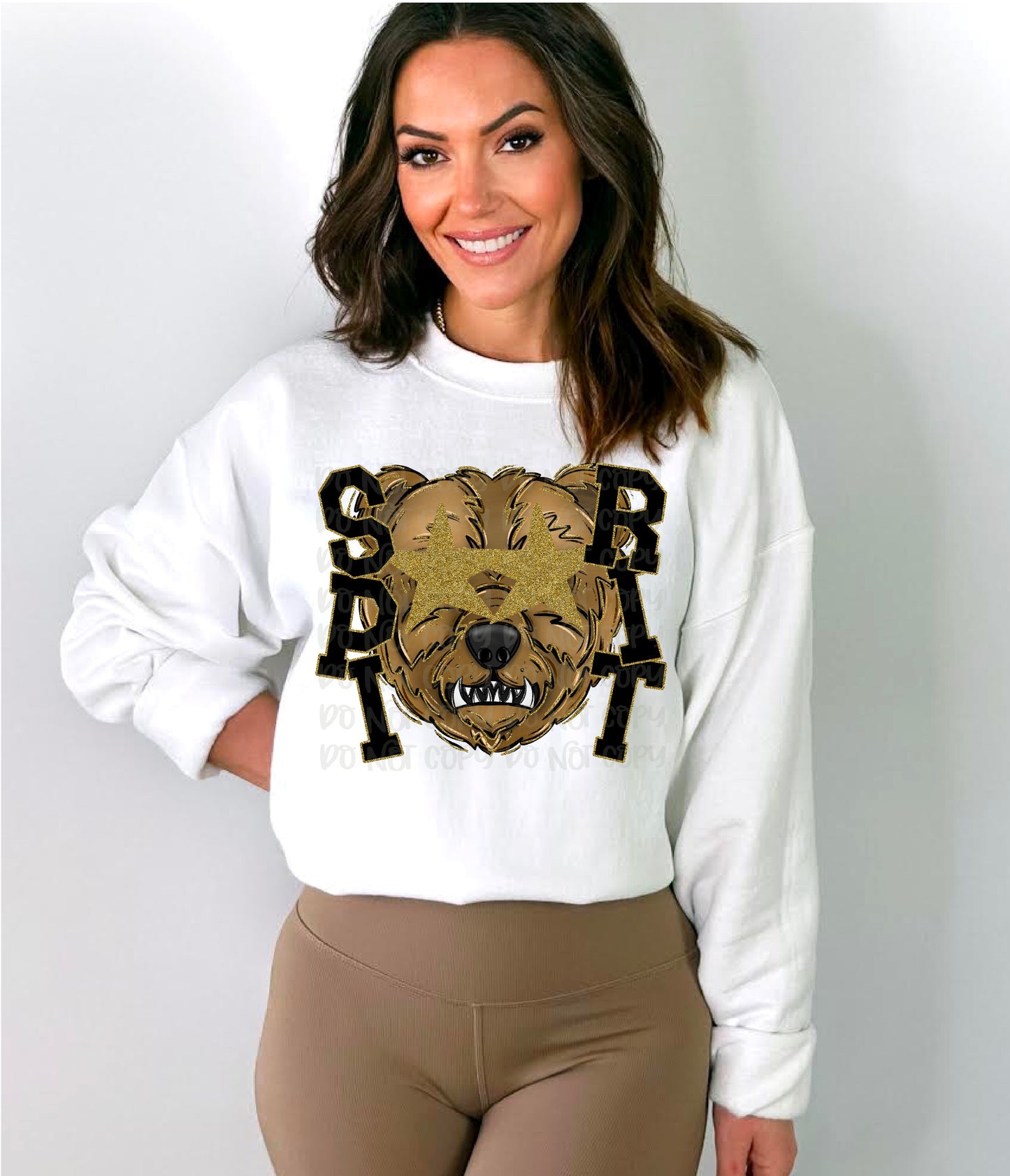 Starry Eyed Bear Spirit Black & Gold DTF Transfer