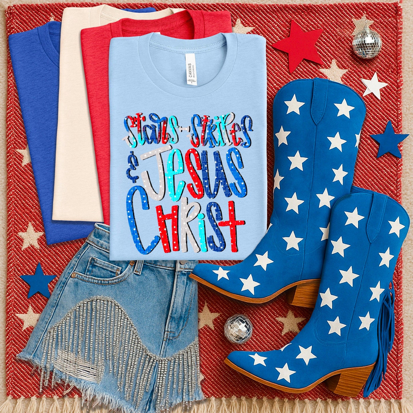 Stars Stripes & Jesus Christ DTF Transfer