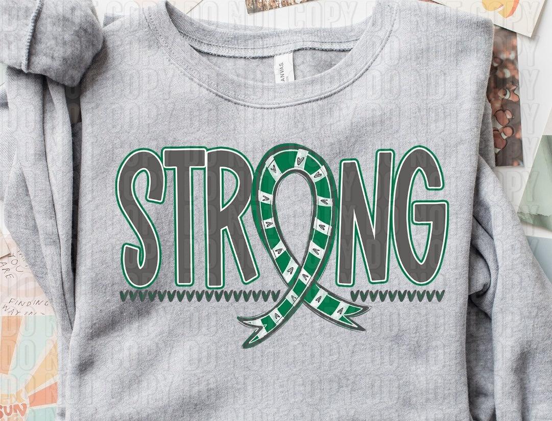 Strong Awareness Ribbon Emerald Green DTF Transfer