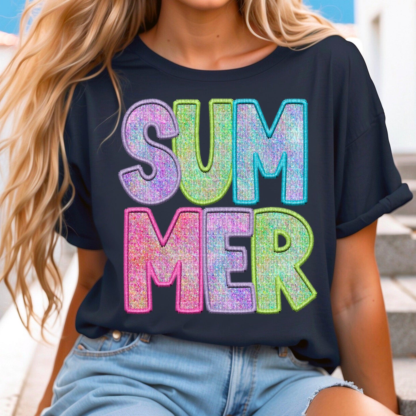 Summer Faux Embroidery DTF Transfer