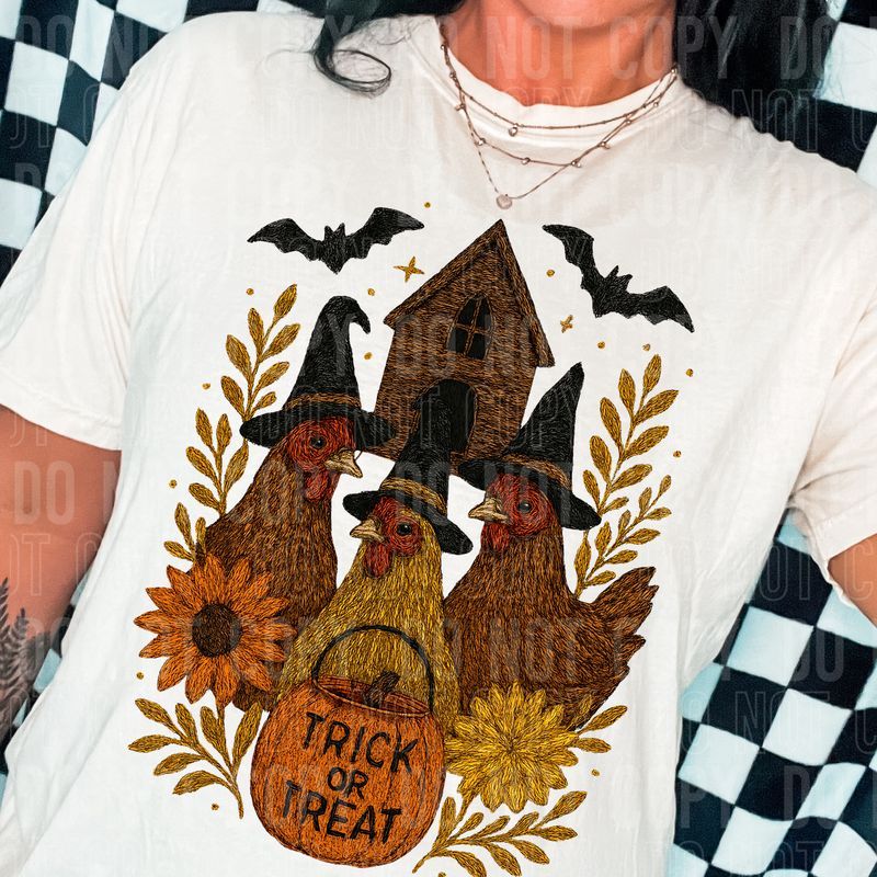 Trick Or Treat Halloween Chickens DTF Transfer