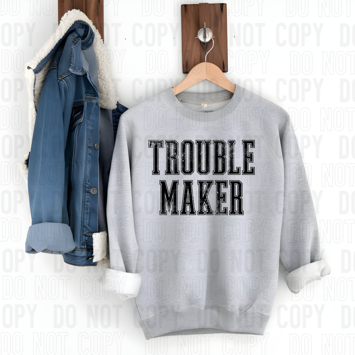 Trouble Maker Black With Grunge DTF Transfer