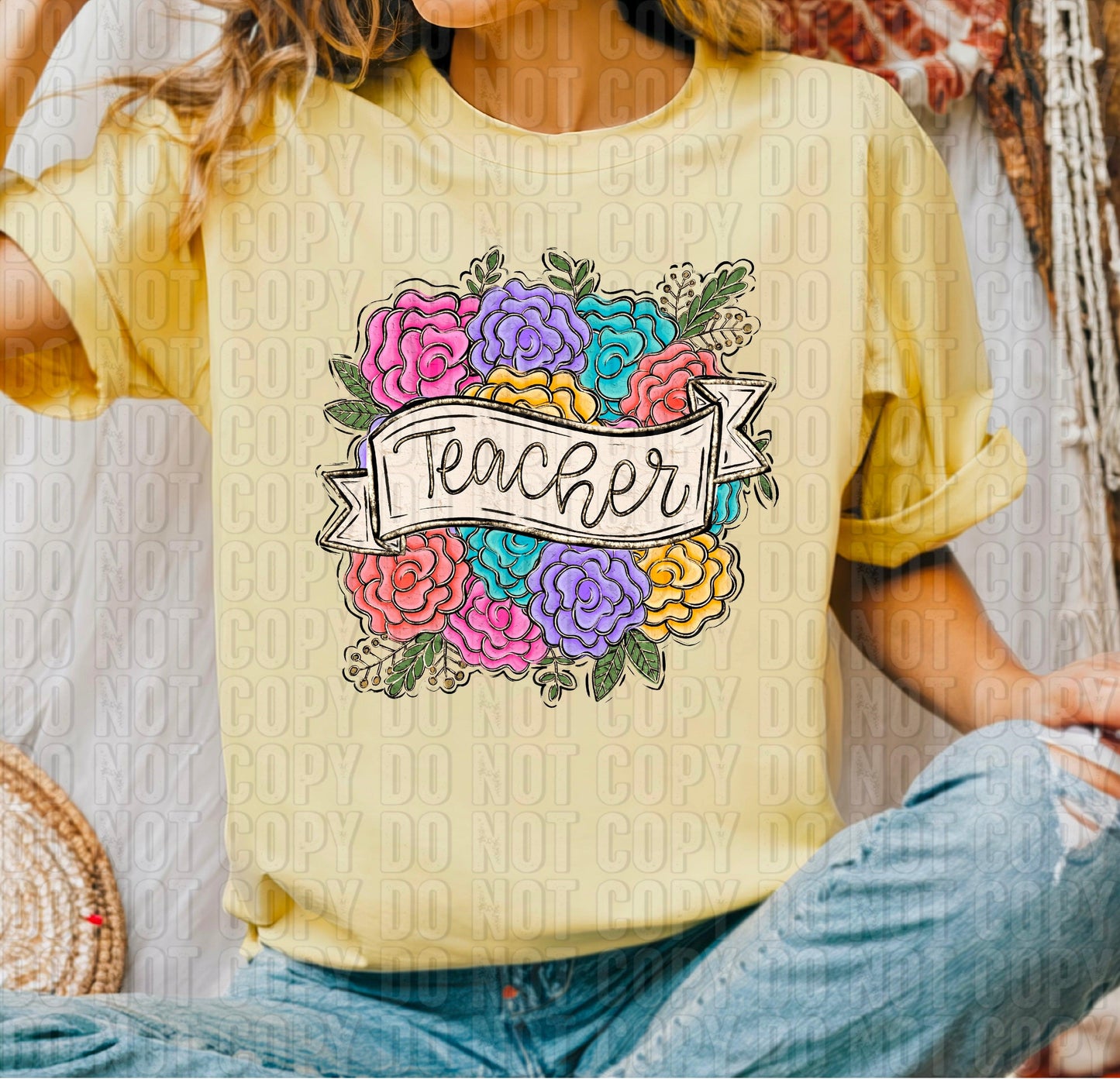 Teacher Banner And Bouquet DTF Transfer