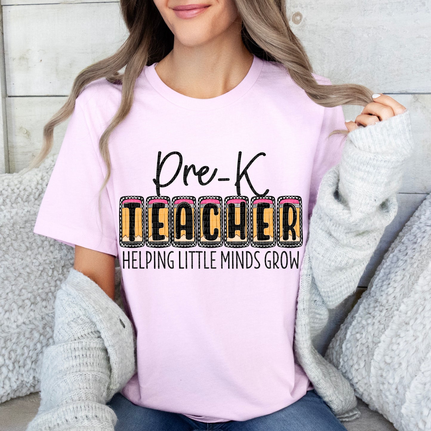 Pre-K Teacher Boxy Checkered DTF Transfer
