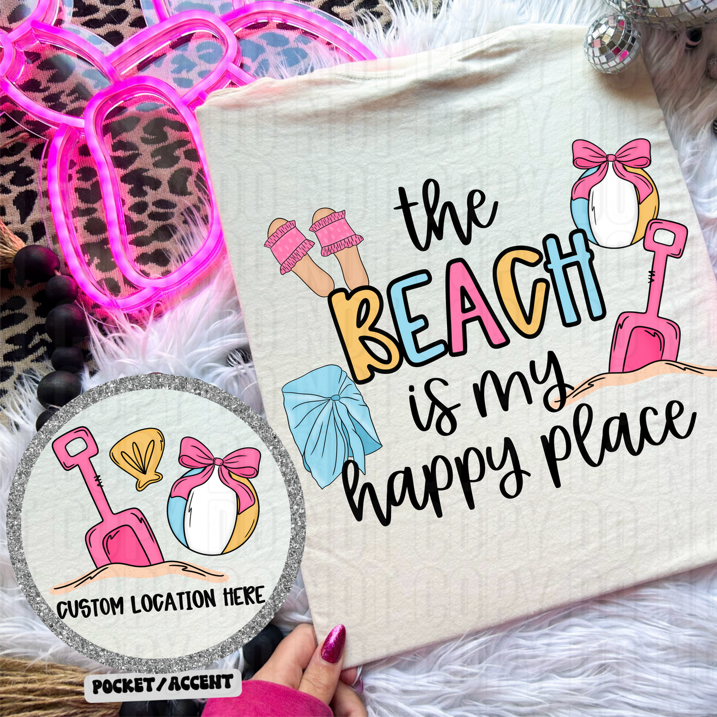 The Beach Is My Happy Place Front/Back DTF Transfer