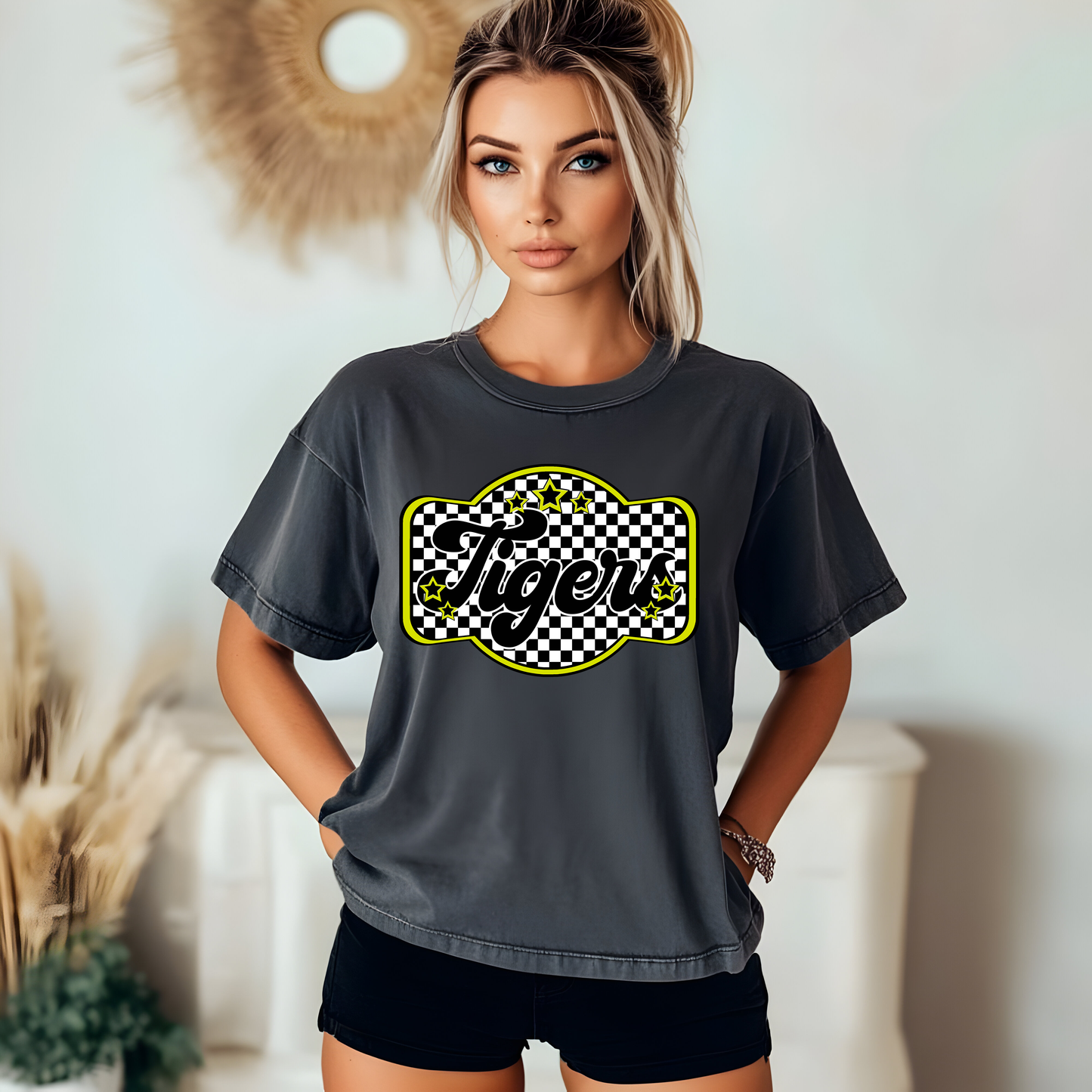 Tigers Checker Marquee Green DTF Transfer