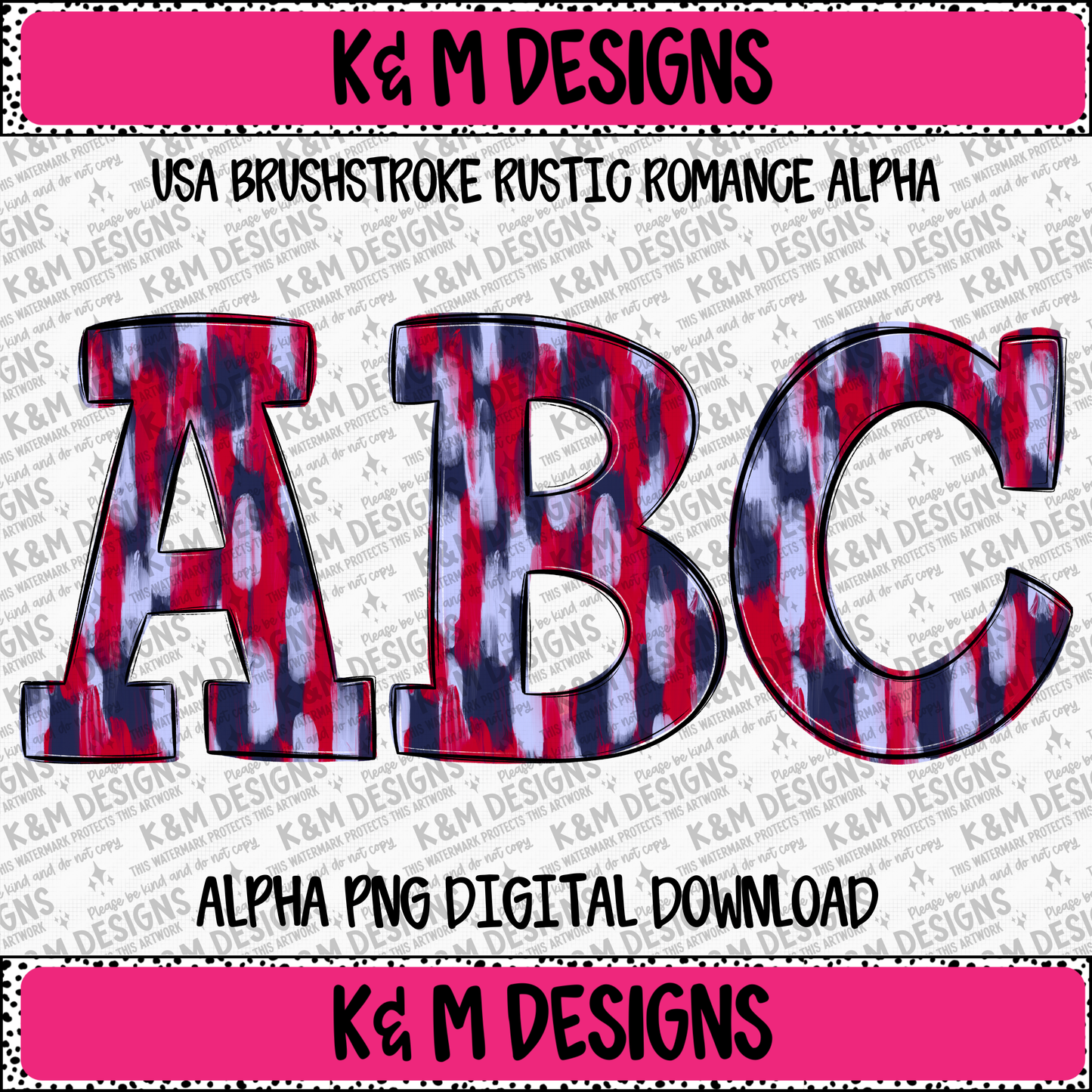 USA Brushstroke Rustic Romance Alpha PNG Set Digital Download