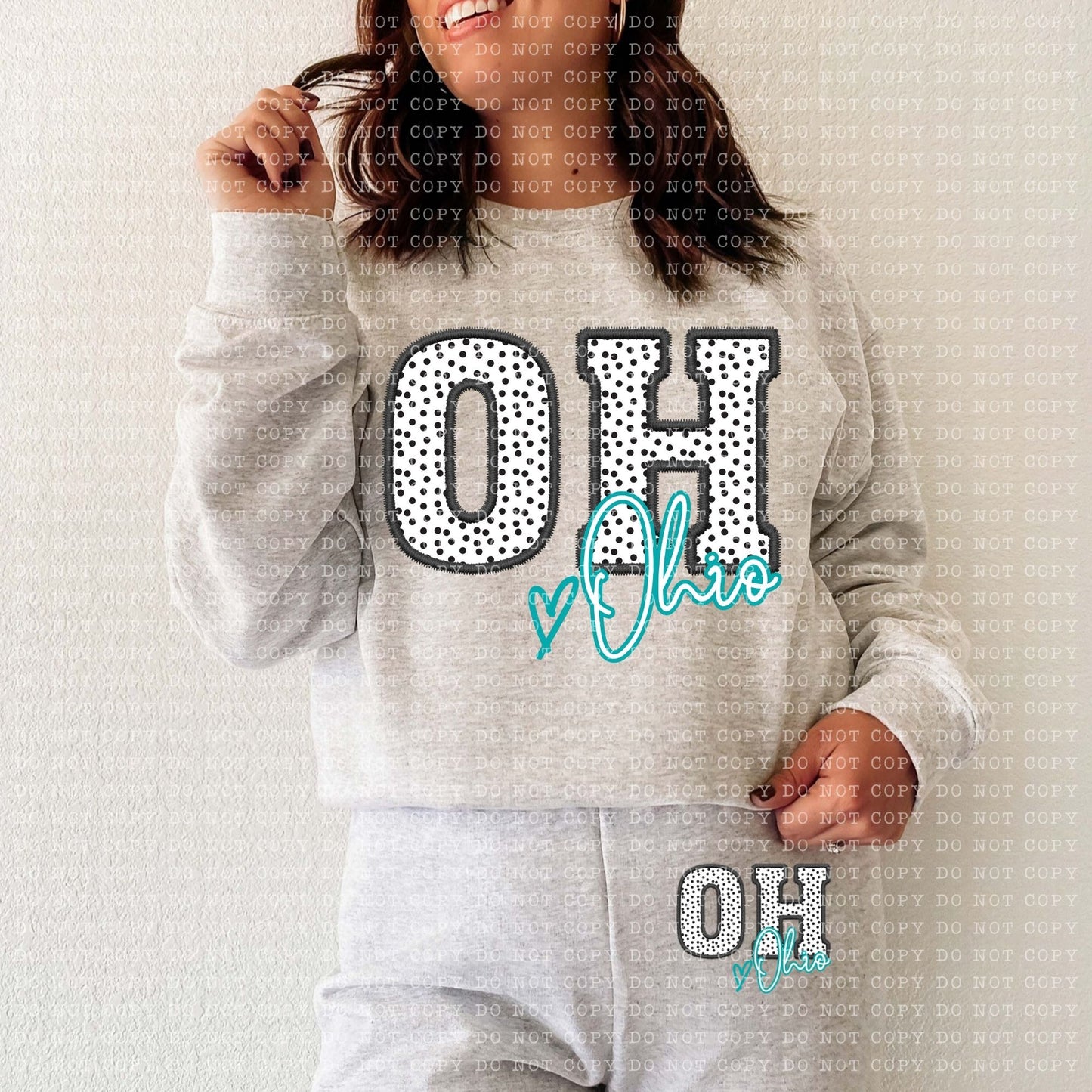 OH Dotted State Embroidery Faux DTF Transfer