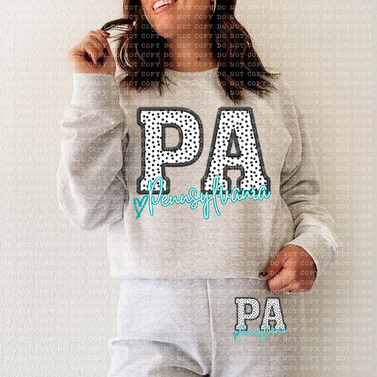 PA Dotted State Embroidery Faux DTF Transfer