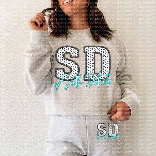 SD Dotted State Embroidery Faux DTF Transfer