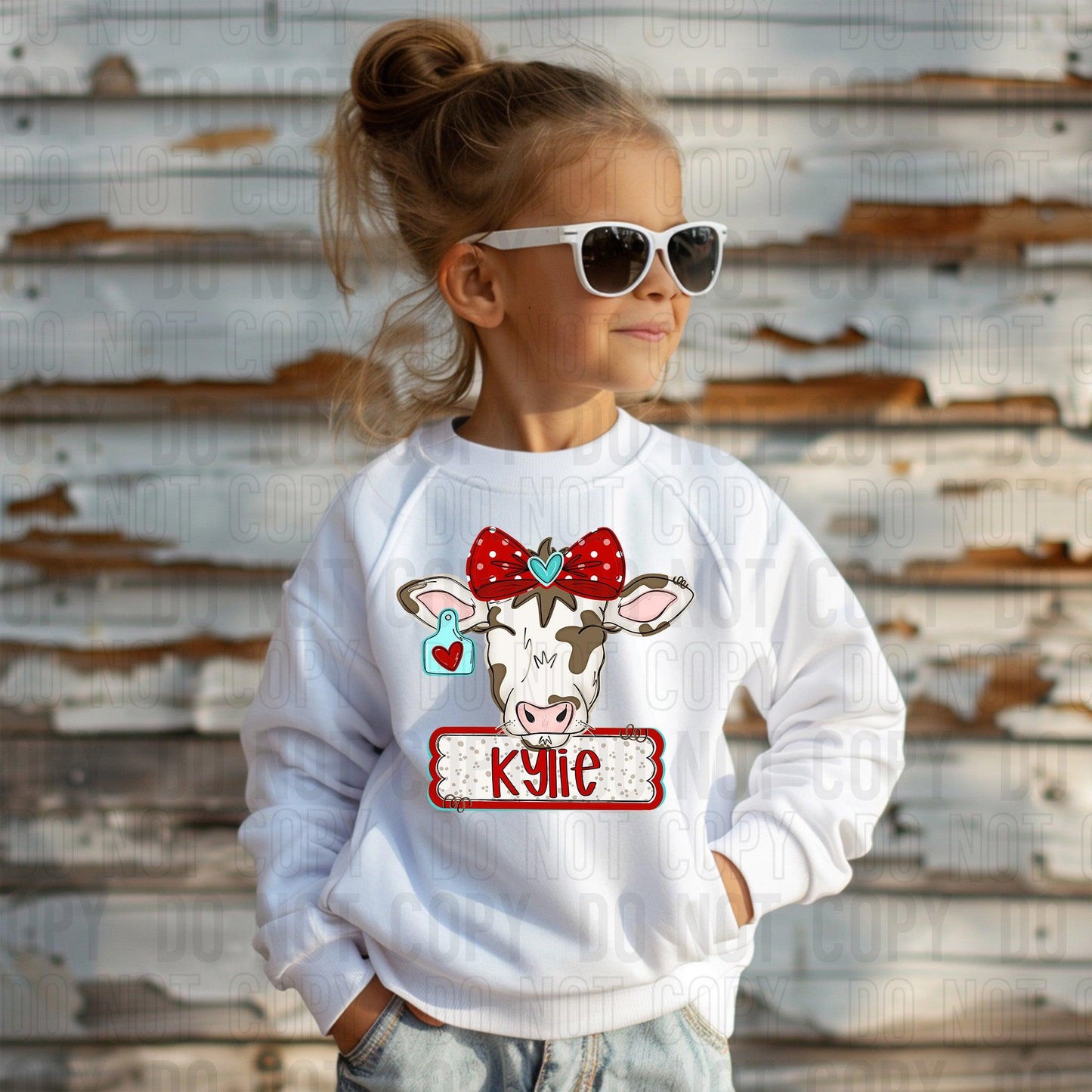 Valentine's Day Cow (Girl) Custom/Name Personalized Name Plate DTF Transfer