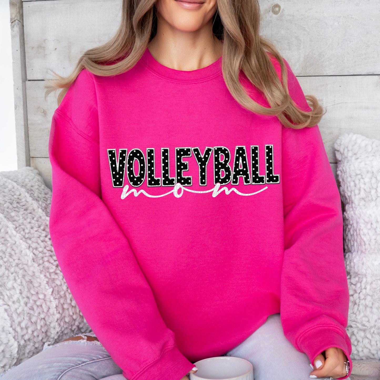 Volleyball Mom White Faux DTF Transfer