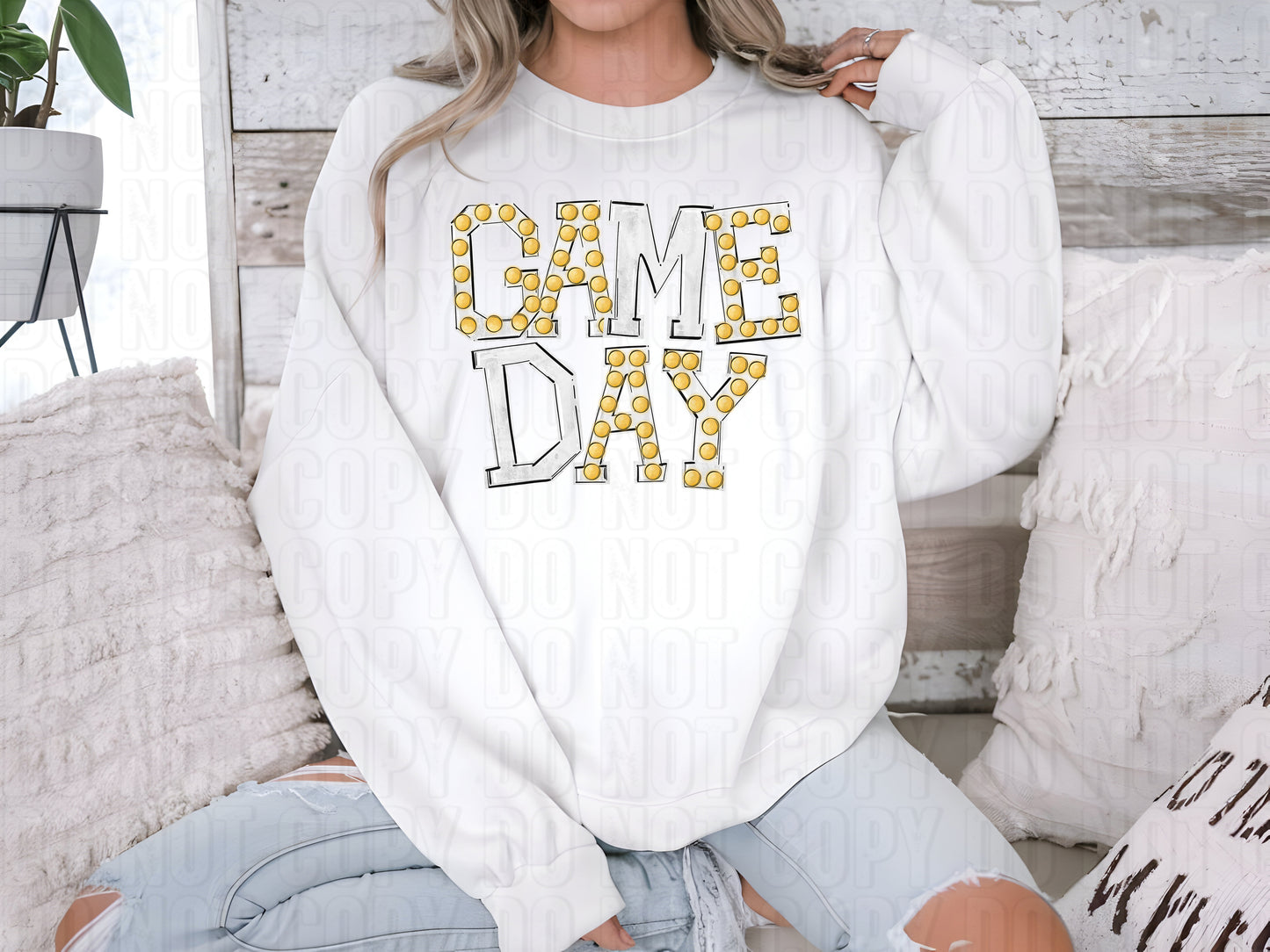 White Game Day Marquee DTF Transfer
