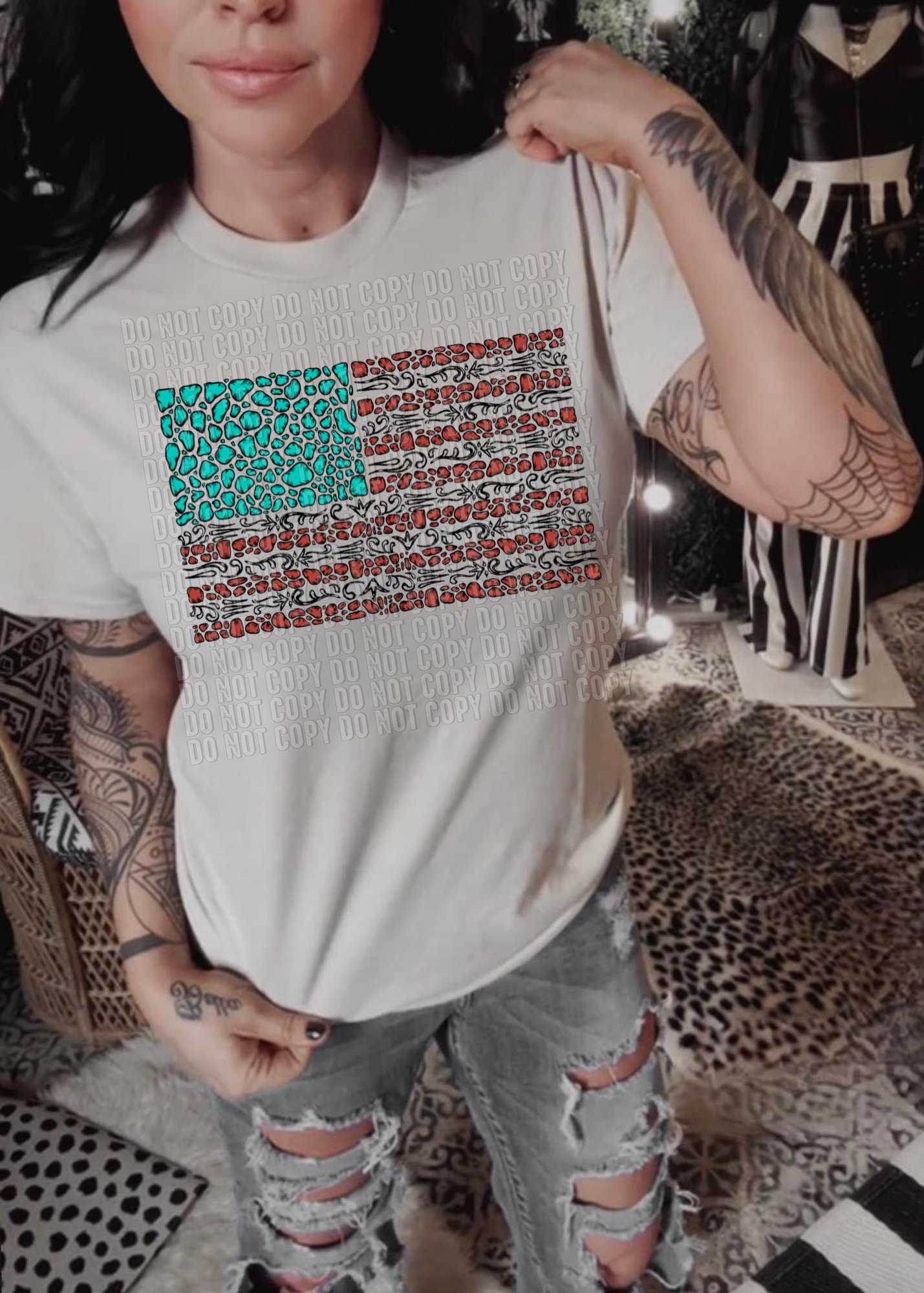 Western Stone American Flag DTF Transfer