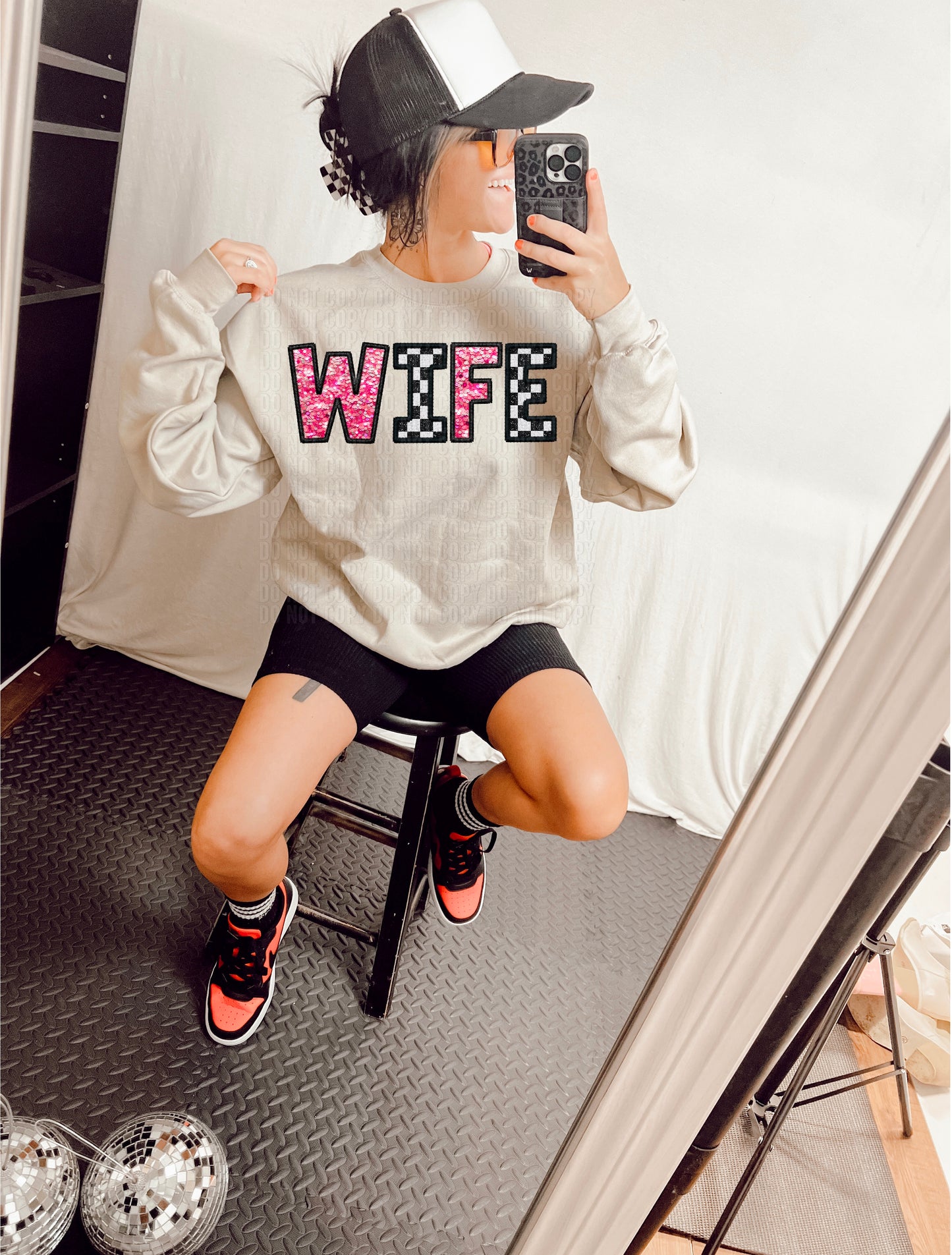 Wife Pink Checkered DTF Transfer