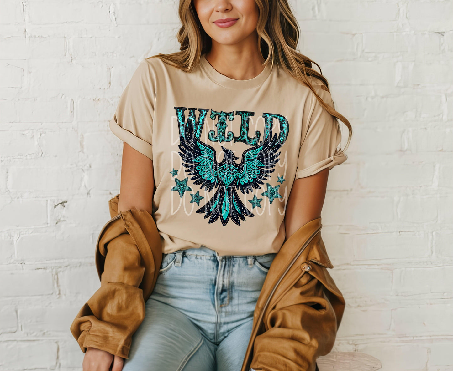 Wild Turquoise Thunderbird DTF Transfer