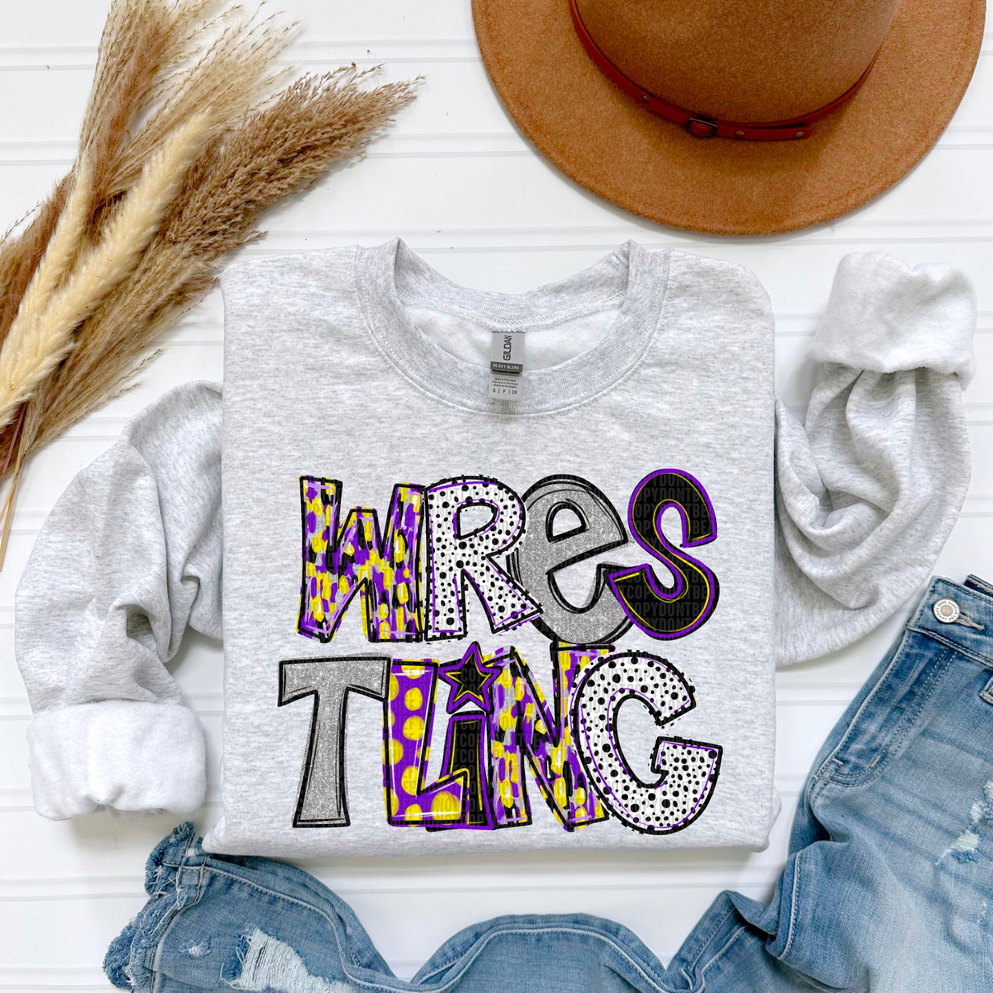 Wrestling Spirit Purple Yellow DTF Transfer