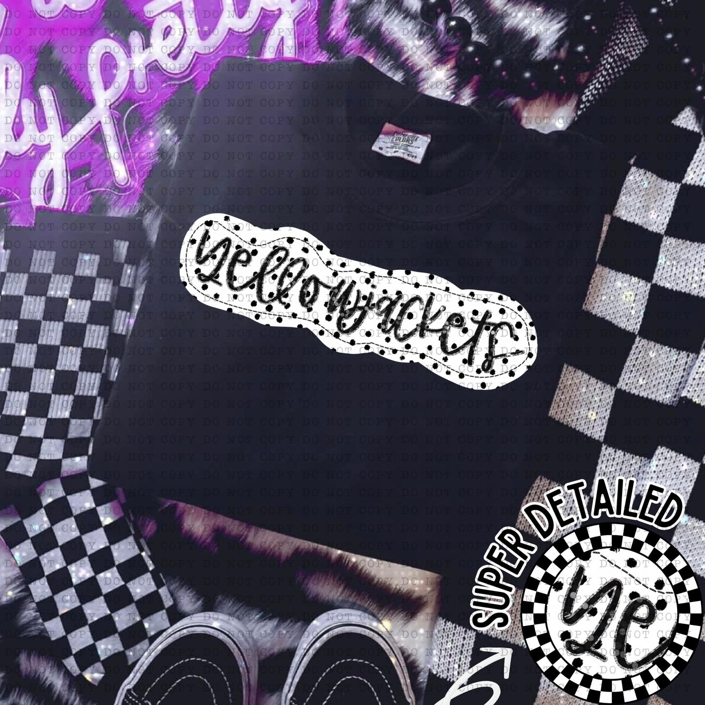 Dotted Applique Faux Team Mascots DTF Transfer