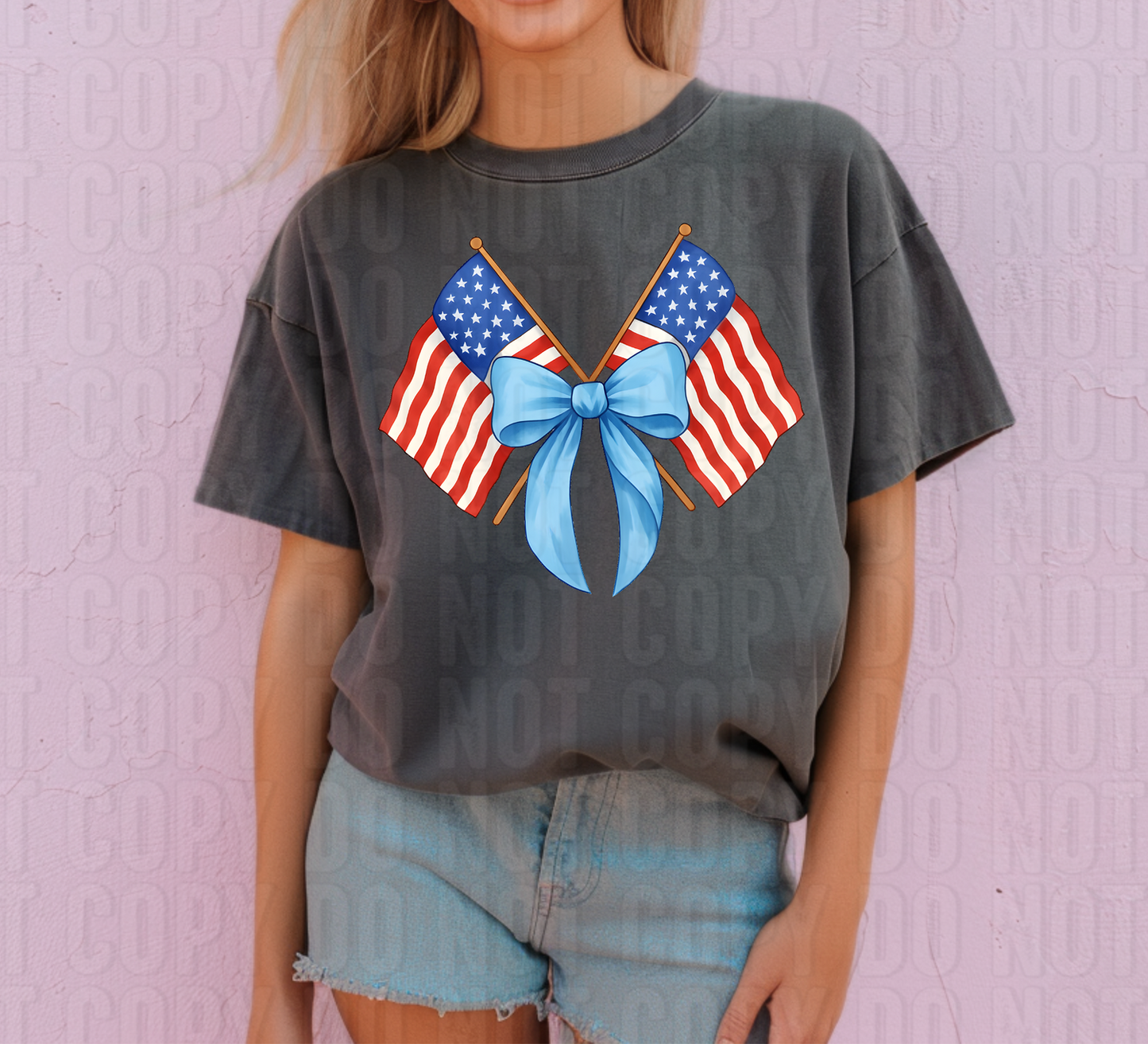 America Flag Bow DTF Transfer