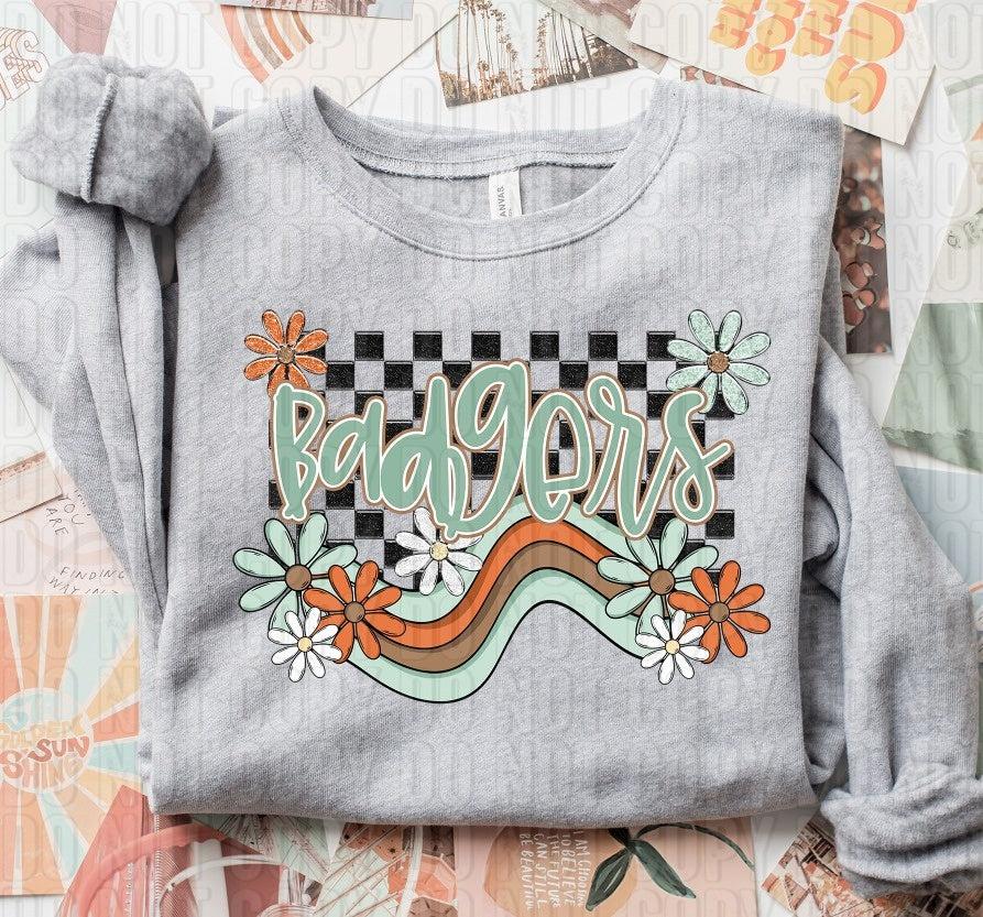 Badgers Boho Wavy Mascot DTF Transfer