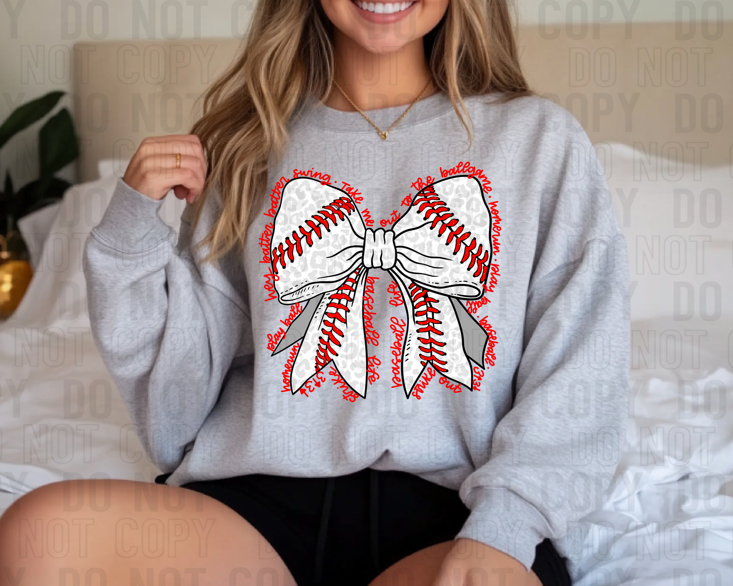 Baseball Bow DTF Transfer