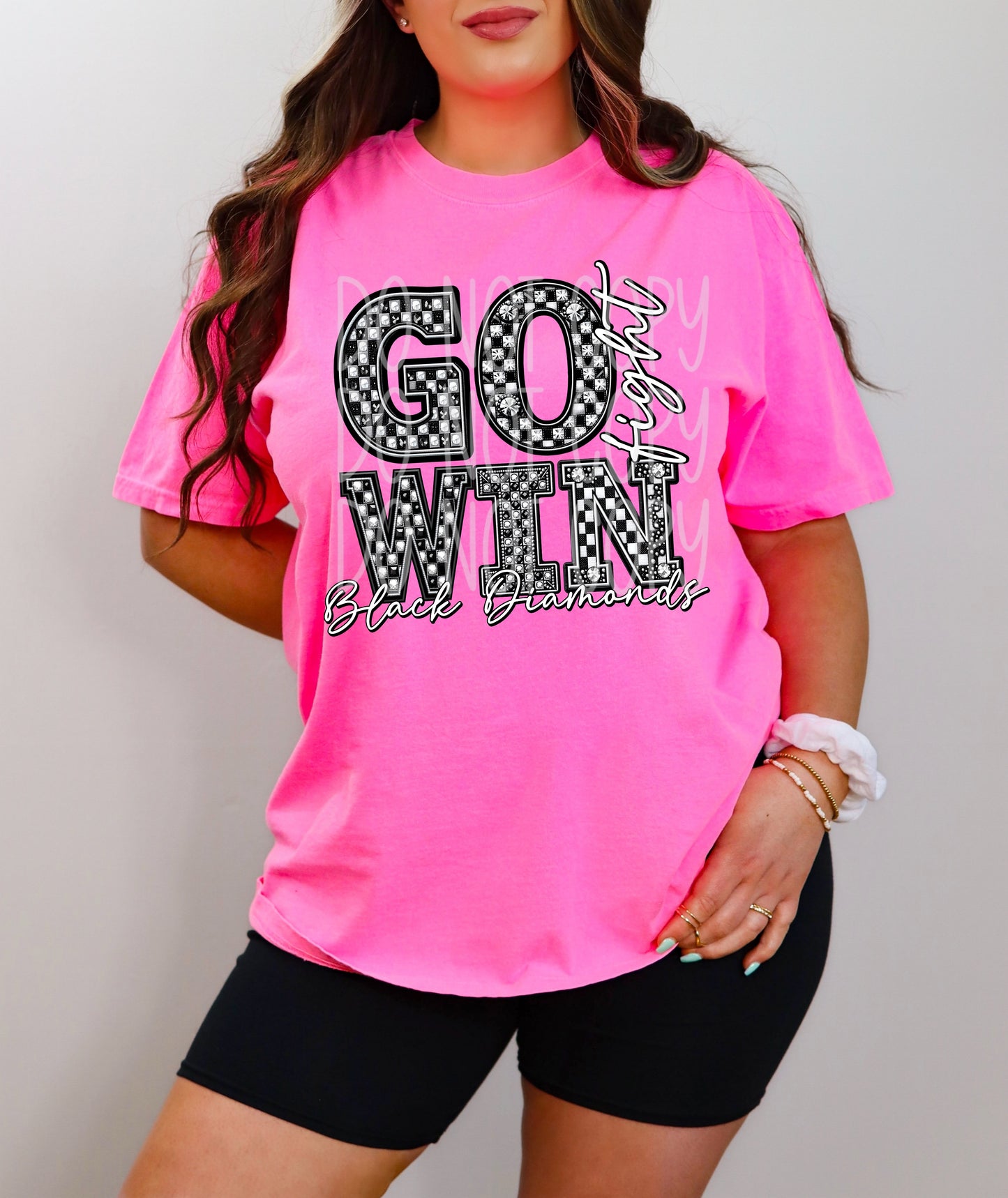 Black Diamonds Go Fight Win Checkers Mascot DTF Transfer