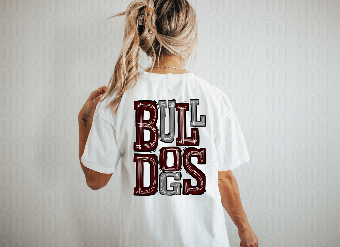 Bulldogs Maroon/Grey Sporty Mascot DTF Transfer