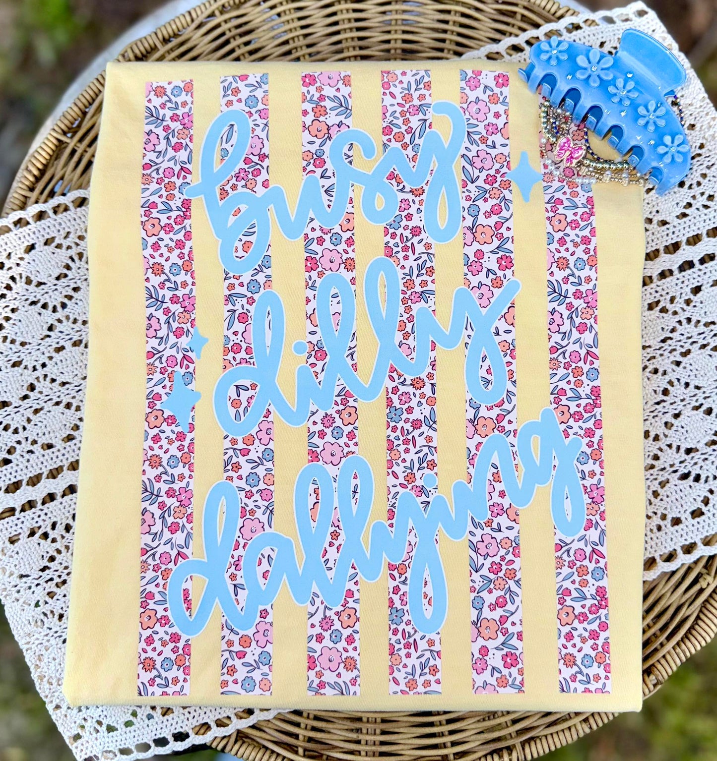 Busy Dilly Dallying Floral Stripes DTF Transfer