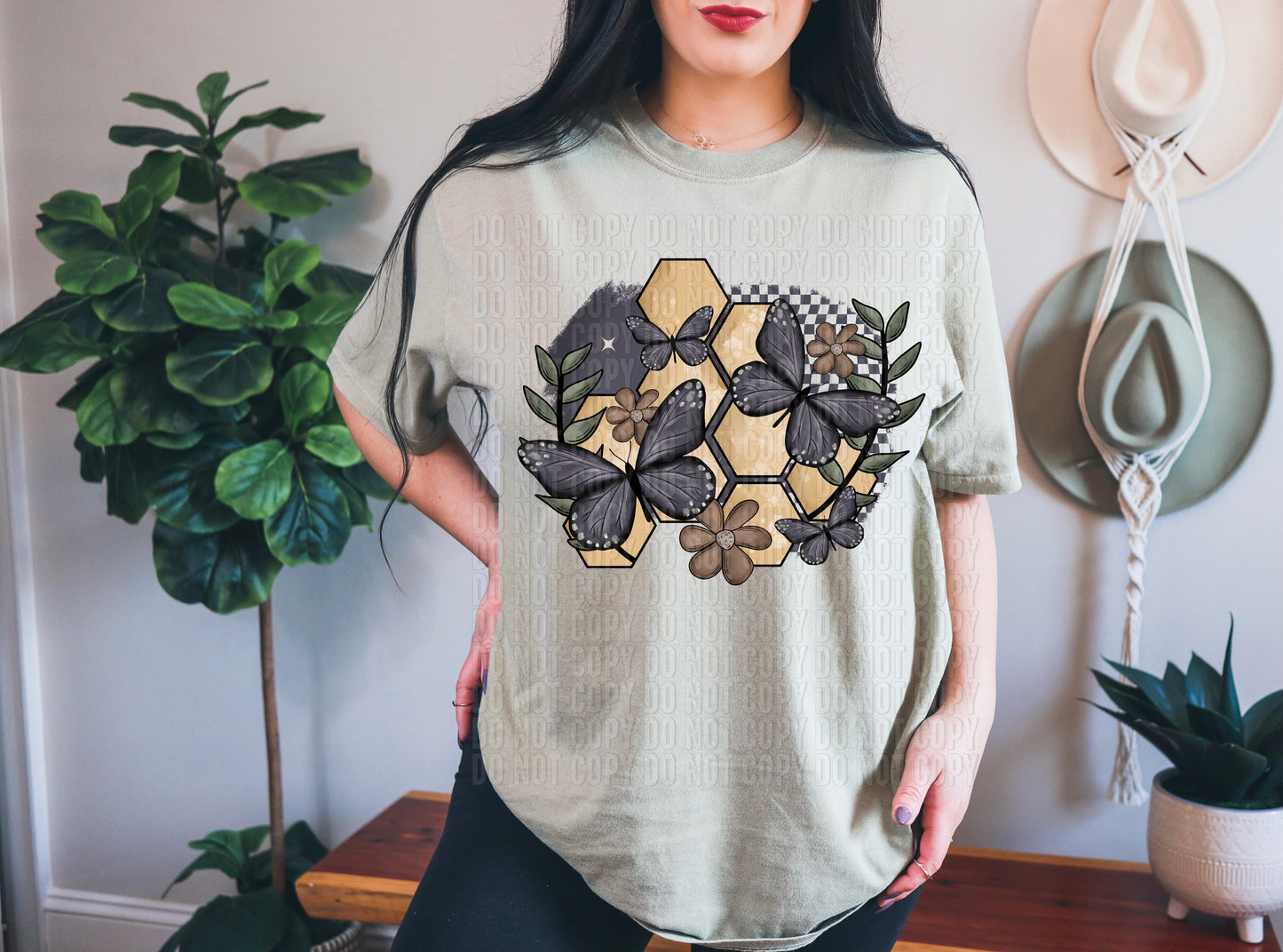 Butterflies And Honey Comb DTF Transfer