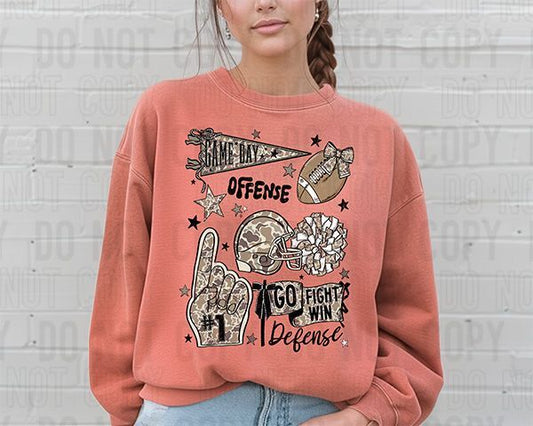 Camo Football Doodles DTF Transfer