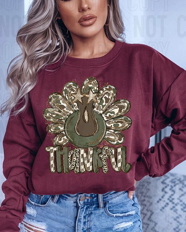 Camo Thankful Turkey DTF Transfer