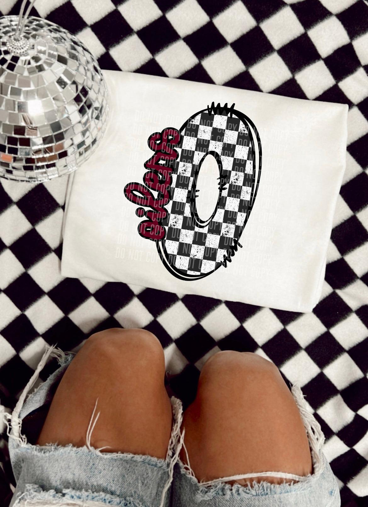 Oilers Maroon Checkered Alpha Side DTF Transfer