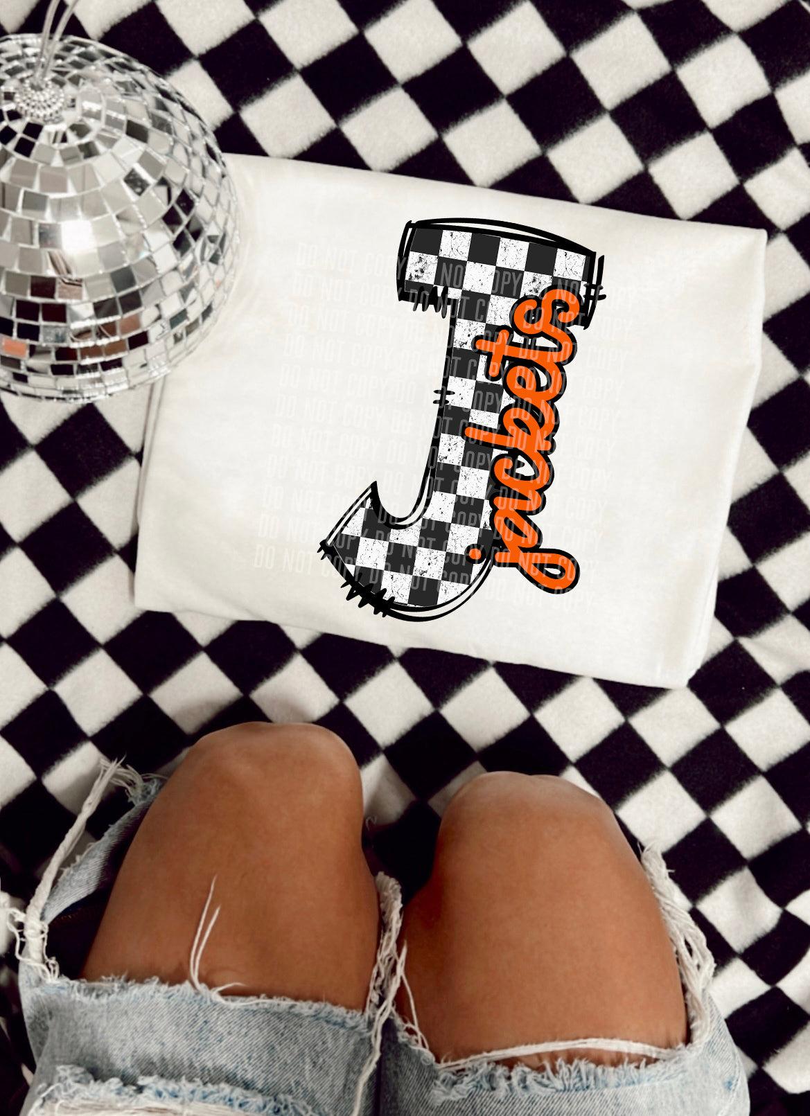 Jackets Orange Checkered Alpha Side DTF Transfer