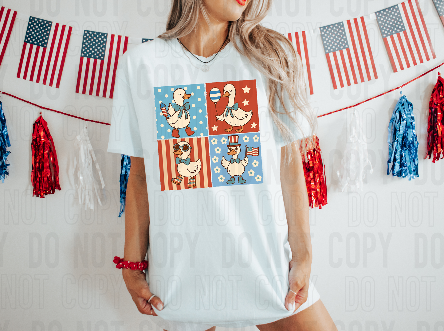 Duck Patchwork 4th Of July DTF Transfer