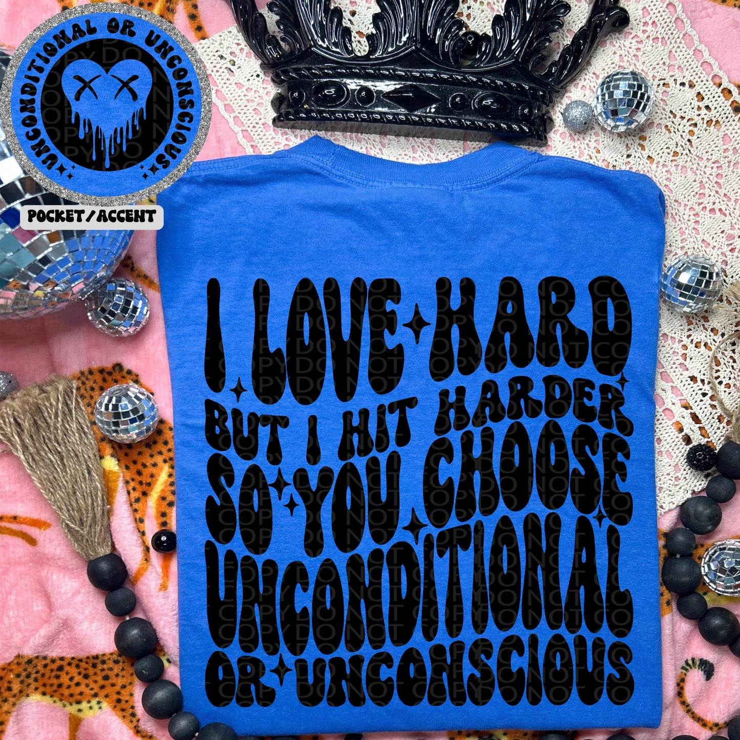 I Love Hard Black Font Front/Back DTF Transfer
