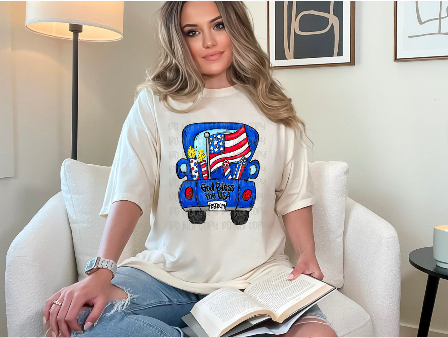 God Bless The USA Truck DTF Transfer