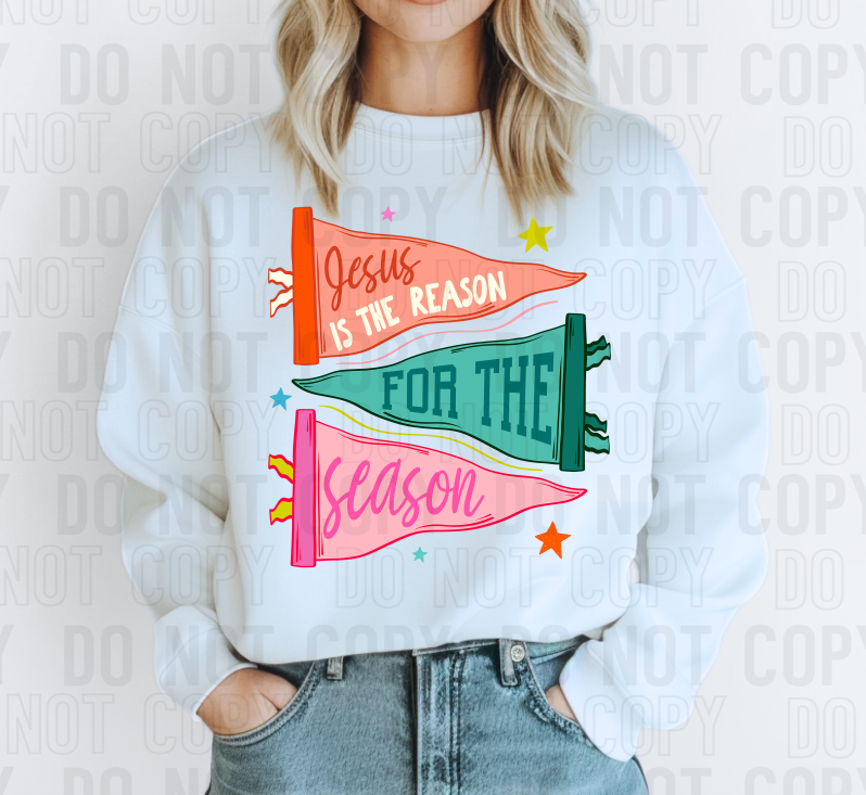 Jesus Is The Reason For The Season Pennant Flags DTF Transfer