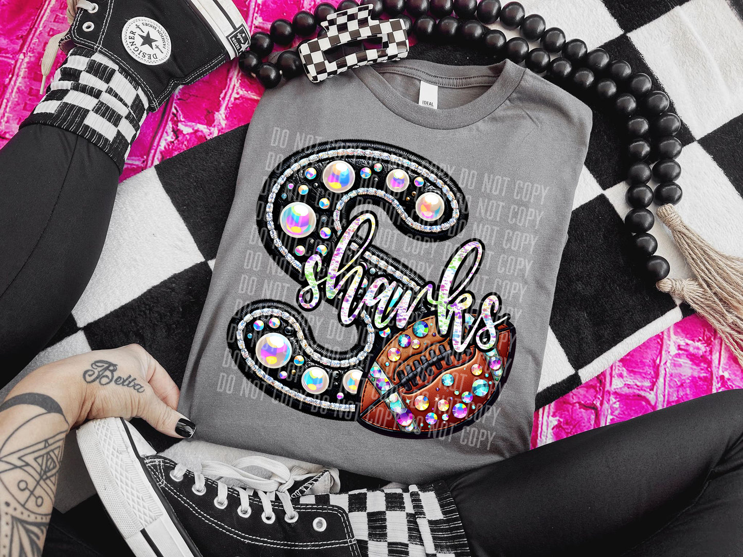 Sharks Leather Football Initial DTF Transfer