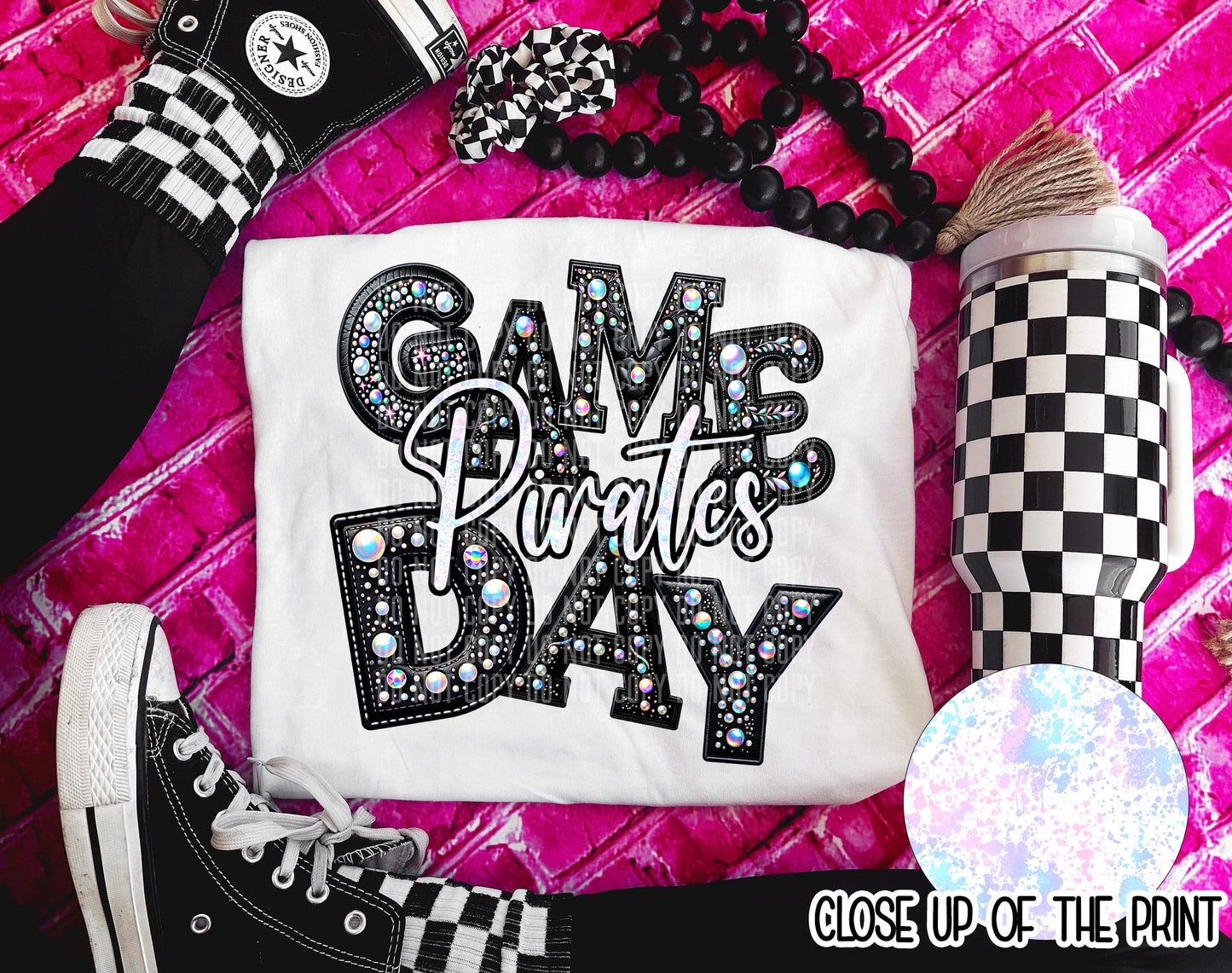 Leather Rhinestone Game Day DTF Transfer